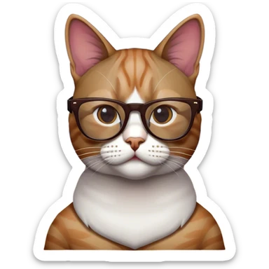 Cat with glasses on a beach with LeBron James sticker