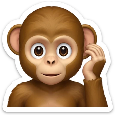 monkey listening hand on ear sticker
