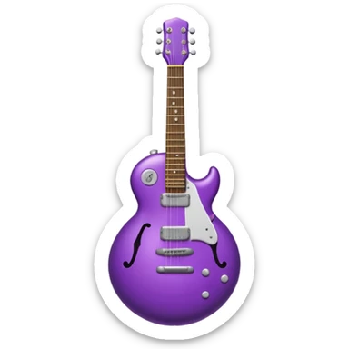 a purple Christmas ornament with a guitar sticker