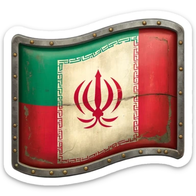 rectangular shield with old the flag of Iran sticker