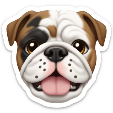 tricolor (black, brown and some white) english bulldog sticker