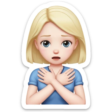 choking girl hands crossed over chest sticker