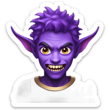 purple fairy demon boy with sharp teeth sticker
