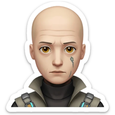 cyberpunk poor man whihout hair sticker