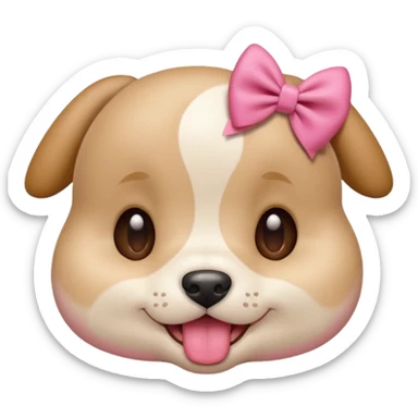 This puppy HEAD 🐶 with a pink bow and tongue out, please in apple ios emoji stylem not fluffy!! Not white, not hairy!  sticker