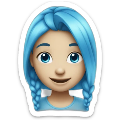 smiling girl with blue skin like smurf sticker