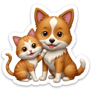 een hond met een kat sticker