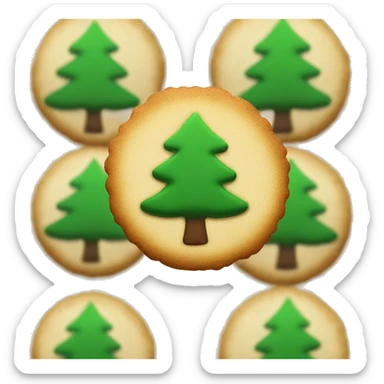 One simple Round plain cookie with a green Christmas tree in the center very basic sticker