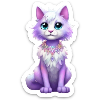 Furry, sparkle, iridescent, colorful, pastel, edgy, cool, fantasy beautiful, divine, godly, angelic, animal, anthro, full body, fursona, feline sticker