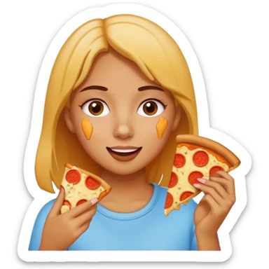 Girl eating pitza toast sticker