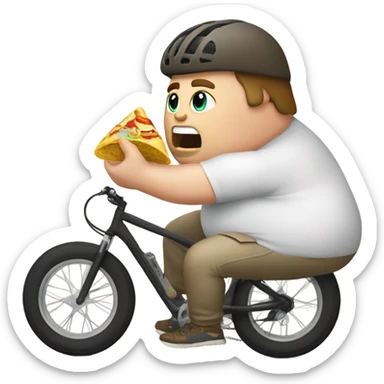 Fat white bike rider eating a burrito sticker