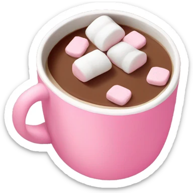 Pink mug with hot cocoa and marshmallows  sticker