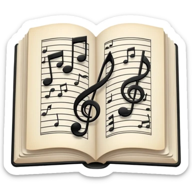 open book with musical notes above it sticker