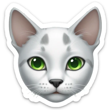 White grey cat with big green eyes sticker