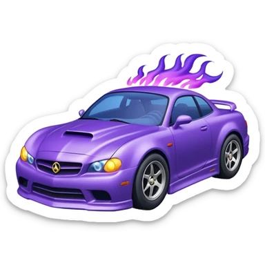Purple car drifting with navy blue flames coming out of the rear tires. sticker