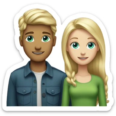 Blonde tall boy with blue eyes and blonde girl with green eyes sticker