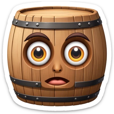 Wooden barrel with eyes sticker