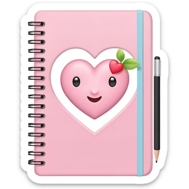 cute open pastel pink notebook with notes about things to do, iOS Apple emoji style sticker