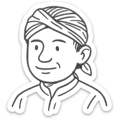 Javanese man wearing a blangkon hand-drawn outline style sticker