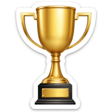single golden winner trophy cup emoji, shiny metallic, minimal flat vector style, isolated on white background, no text, no watermark --ar 1:1 --v 6
 sticker