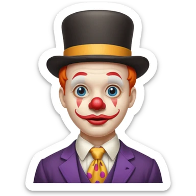 Clown in bowler hat & long tie sticker