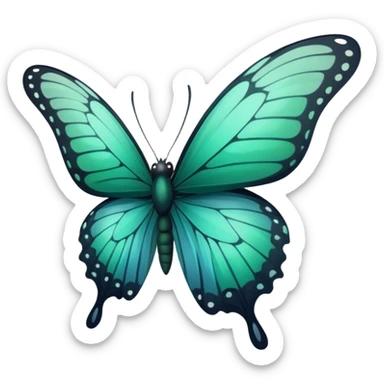 Beautiful aesthetic butterfly with dark green colors and light blue wings sticker