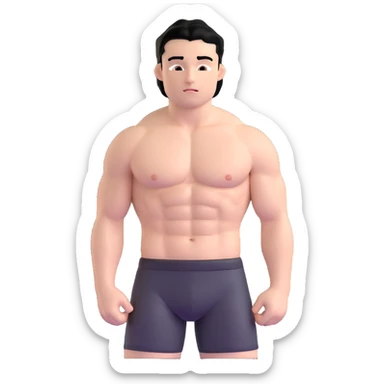 young white man with black hair, muscular, shirtless with nipple piercings sticker