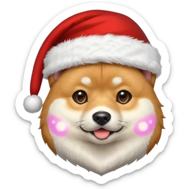 shiba inu wearing santa hat with grey beard like santa sticker