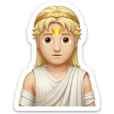 Apollo, God of Light from Gods and Goddesses with long golden blonde hair, white outfit sticker
