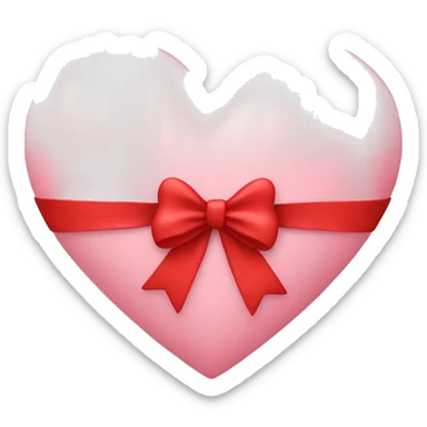 Light pink heart with red bow sticker