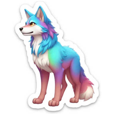 Colorful Shiny Fionbri-Falvie-sparkle-wolf-sona with markings full body sticker