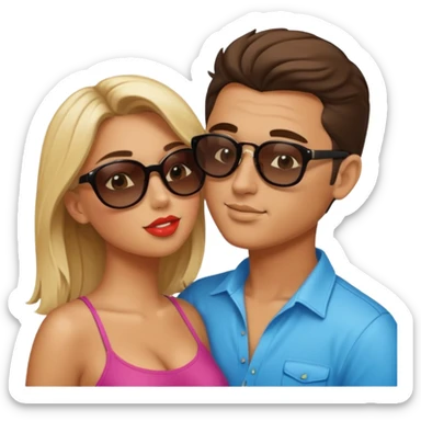 a good looking man and good looking woman are Kissing, outdoor sticker