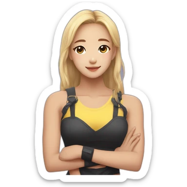 arms crossed kpop girl idol sticker