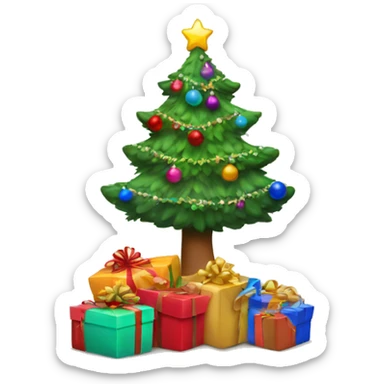 Christmas tree with colorful gifts sticker