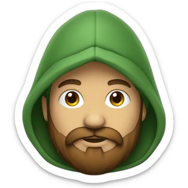 Homme brun beau avec barbe porte hoodie vert sticker