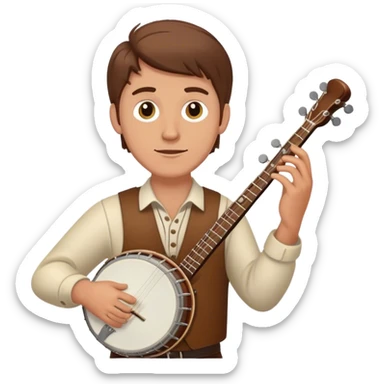 White man brown hair playing banjo  sticker