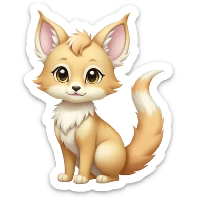 Kawaii bright fantasy ethereal anthro fursona animal with a tufted tail and round ears sticker