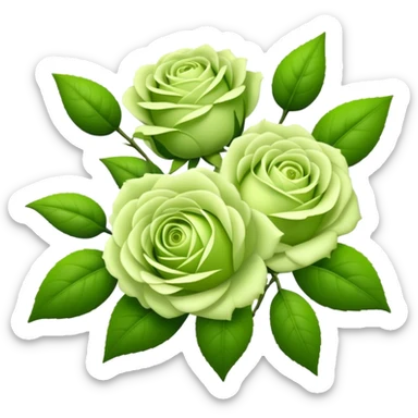 big bouquet Soft Green Tea Rose flower and bud, luxuriant, leaf, bud sticker