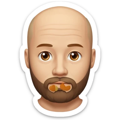 men without winkles with beard almost bald, slim sticker