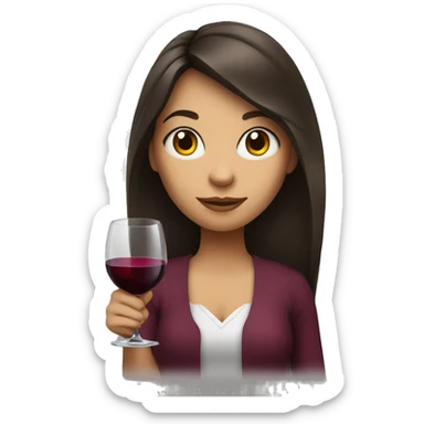 Medium-haired Brunette Girl with wineglass in hand sticker
