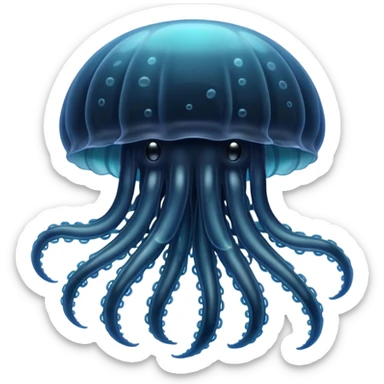 Black jellyfish with two tentacles spreading out sticker