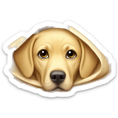 Yellow Labrador covered in a tortilla blanket like a burrito sticker