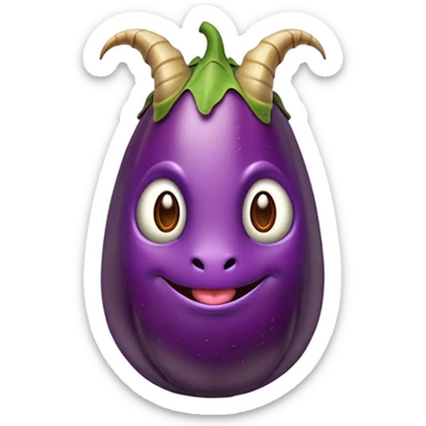 Eggplant with dragon horns holding nuts sticker