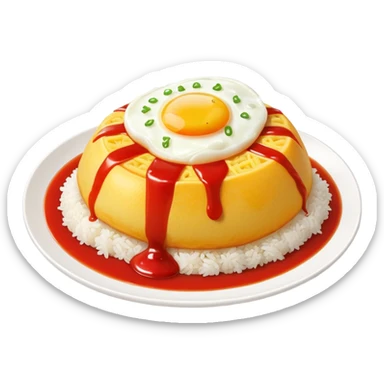 Japanese omurice dish with ketchup on top sticker