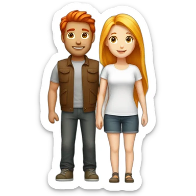 Couple red hair guy and blonde girl sticker