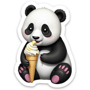 Panda eating ice cream sticker