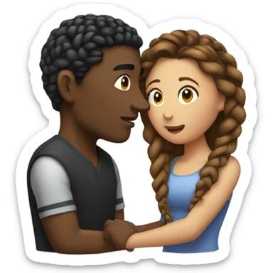 black male braids kissing female brown hair  sticker