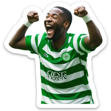 Glasgow Celtic player celebrating sticker