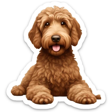 Brown labradoodle laying in his back sticker