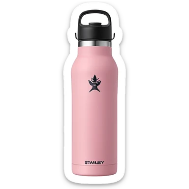Botella de agua stanley quencher 2.0 con agarrado minimalista rosado sticker